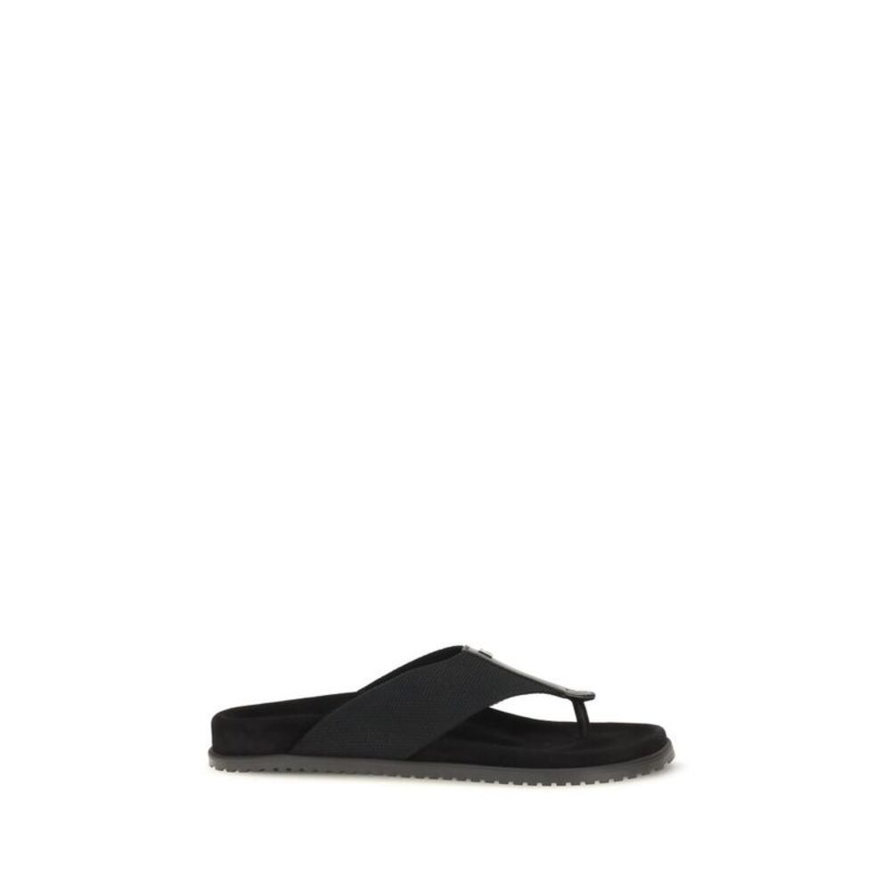 Dolce & Gabbana Black Polyester Flip-Flop Men's Sandals